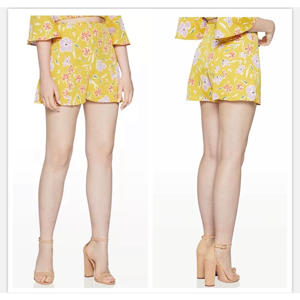 NWT Bcbgeneration Yellow Floral High Waist Shorts
